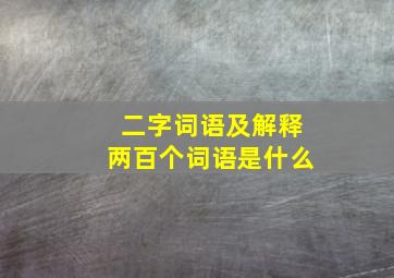 二字词语及解释两百个词语是什么