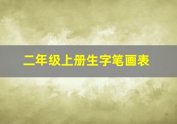 二年级上册生字笔画表