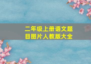 二年级上册语文题目图片人教版大全