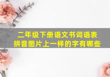 二年级下册语文书词语表拼音图片上一样的字有哪些