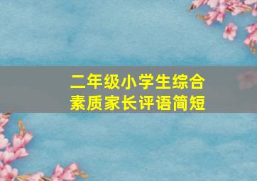 二年级小学生综合素质家长评语简短