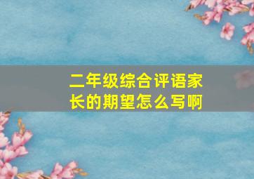 二年级综合评语家长的期望怎么写啊