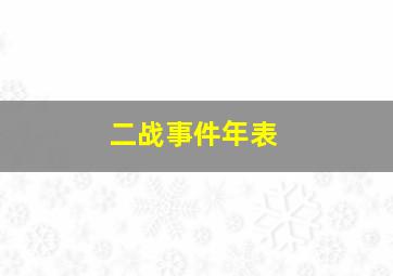 二战事件年表