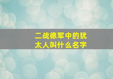 二战德军中的犹太人叫什么名字