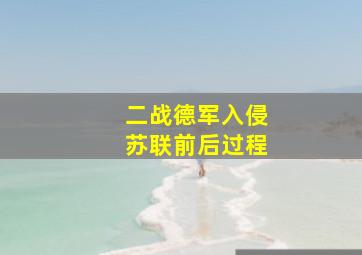 二战德军入侵苏联前后过程