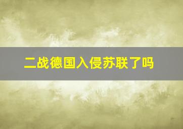 二战德国入侵苏联了吗