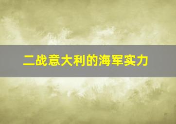 二战意大利的海军实力