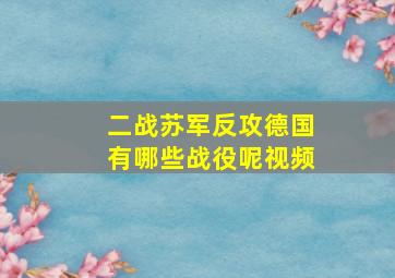 二战苏军反攻德国有哪些战役呢视频