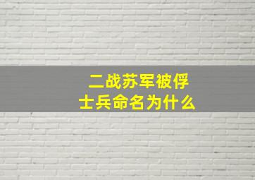 二战苏军被俘士兵命名为什么