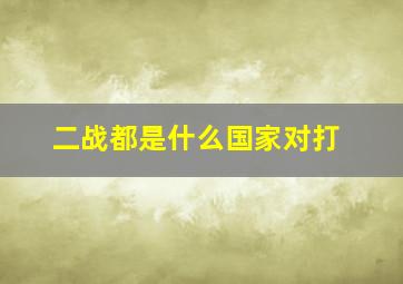 二战都是什么国家对打