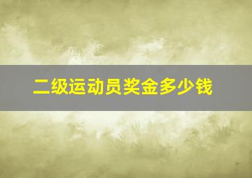 二级运动员奖金多少钱