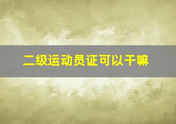 二级运动员证可以干嘛