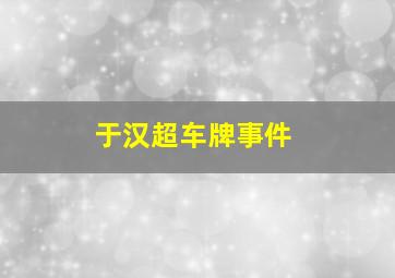 于汉超车牌事件