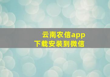 云南农信app下载安装到微信