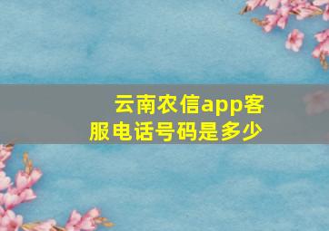 云南农信app客服电话号码是多少