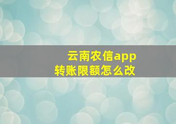 云南农信app转账限额怎么改