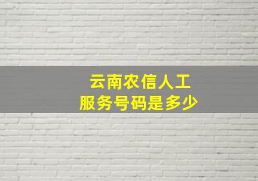 云南农信人工服务号码是多少