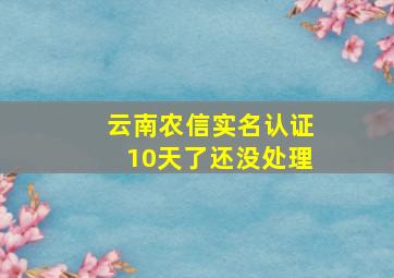 云南农信实名认证10天了还没处理