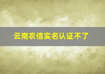 云南农信实名认证不了