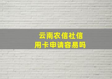 云南农信社信用卡申请容易吗