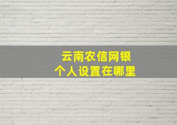 云南农信网银个人设置在哪里