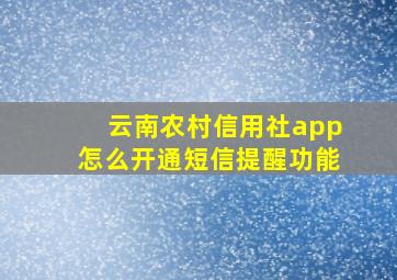 云南农村信用社app怎么开通短信提醒功能