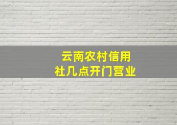 云南农村信用社几点开门营业