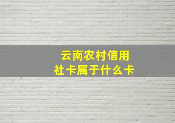 云南农村信用社卡属于什么卡