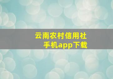 云南农村信用社手机app下载