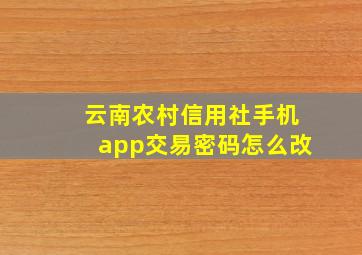 云南农村信用社手机app交易密码怎么改