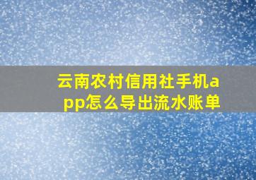 云南农村信用社手机app怎么导出流水账单