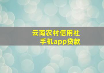 云南农村信用社手机app贷款