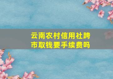 云南农村信用社跨市取钱要手续费吗