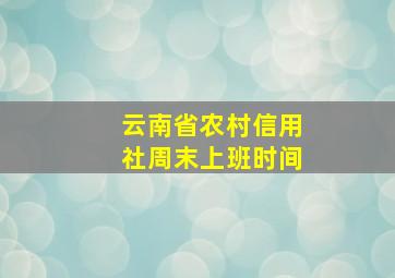 云南省农村信用社周末上班时间