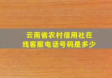 云南省农村信用社在线客服电话号码是多少