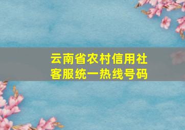 云南省农村信用社客服统一热线号码