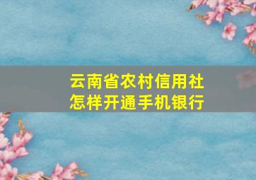 云南省农村信用社怎样开通手机银行