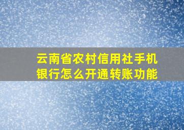 云南省农村信用社手机银行怎么开通转账功能