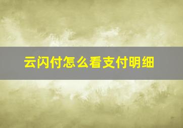 云闪付怎么看支付明细