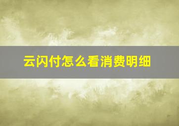 云闪付怎么看消费明细