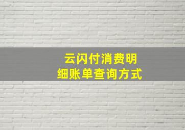 云闪付消费明细账单查询方式