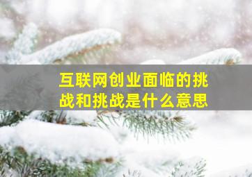 互联网创业面临的挑战和挑战是什么意思