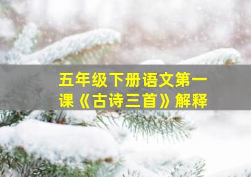 五年级下册语文第一课《古诗三首》解释