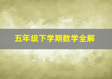 五年级下学期数学全解