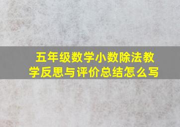 五年级数学小数除法教学反思与评价总结怎么写