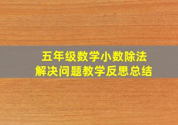 五年级数学小数除法解决问题教学反思总结