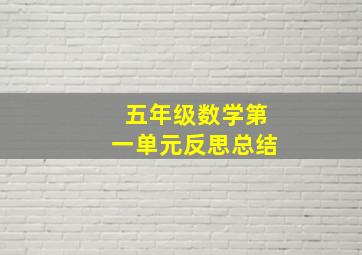 五年级数学第一单元反思总结