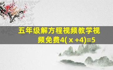 五年级解方程视频教学视频免费4(ⅹ+4)=5