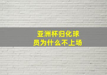 亚洲杯归化球员为什么不上场