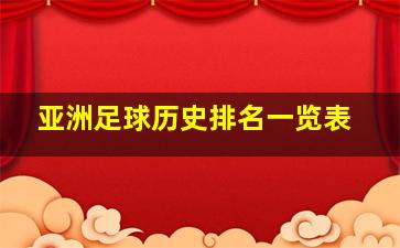 亚洲足球历史排名一览表